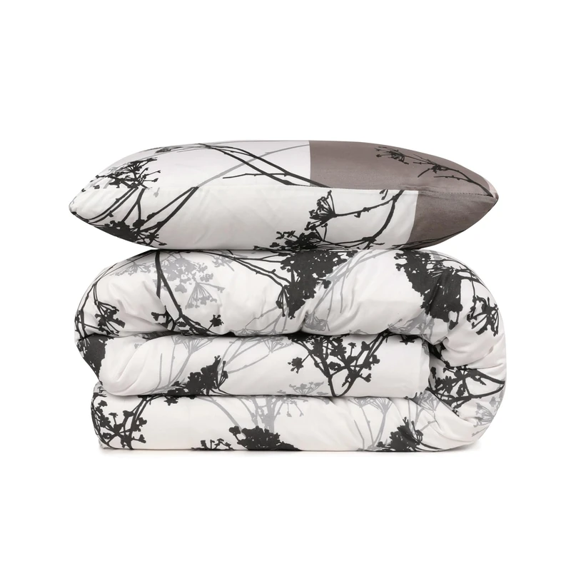 Duvet Cover Set + 2 Pillowcases 240x220 Grey Black White - Image 1