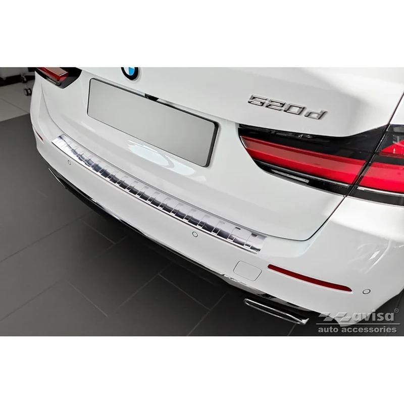 Avisa Stainless Steel Rear bumper protector compatible with BMW 5-Series G31 Touring Facelift 2020-2024 excl. M-Sport 'Ribs'
