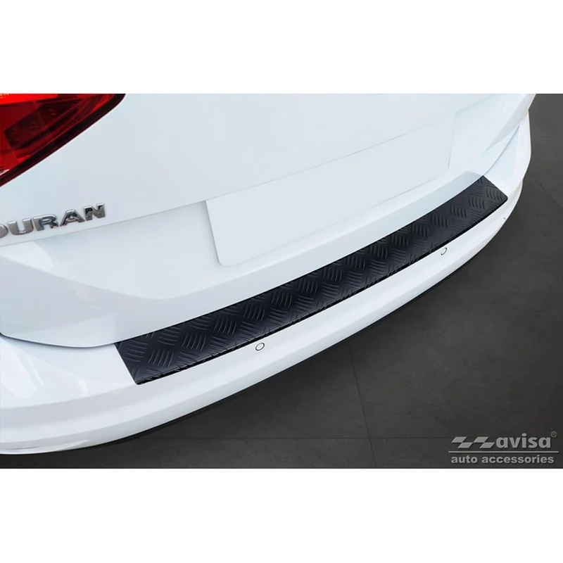 Avisa Matt Black Aluminum Rear bumper protector compatible with Volkswagen Touran III 2015- incl. R-Line 'Riffled Plate'