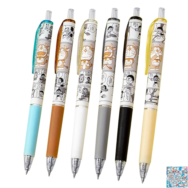 HJYZY Cute Cat Pen 0.5 mm Gel Kawaii Pens Anime Ballpoint pen Black Ink 0.5mm Anime Stickers 16 pcs