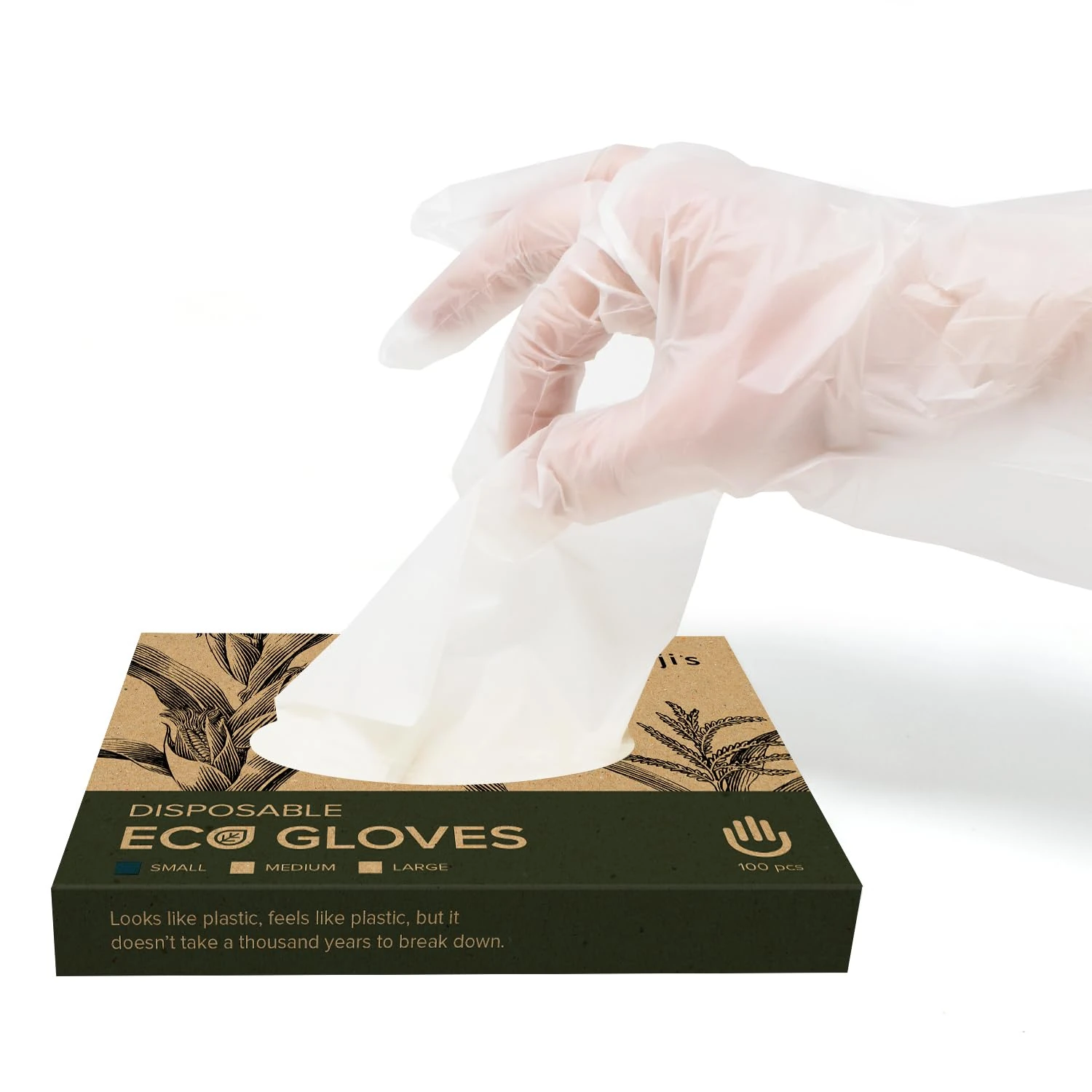 joeji's Kitchen 100pcs Eco Friendly Biodegradable Disposable Gloves - Small Size - Non Latex Corn Starch - Compostable and Safe Food Prep Gloves…