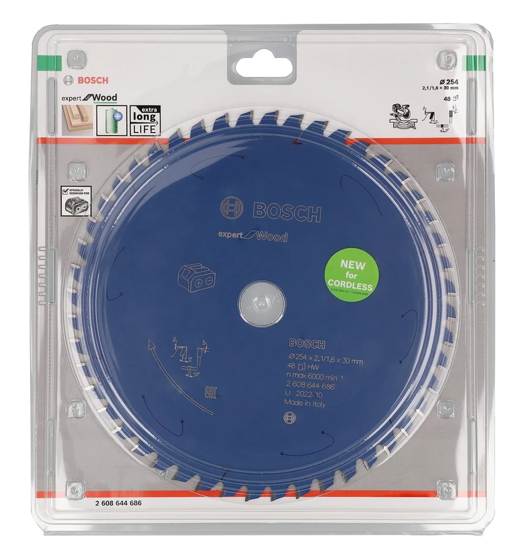 Bosch Accessories Professional 1x Circular Saw Blade Expert for Wood (Ã˜ 254 x 2.1/1.6 x 30 mm, 48 Teeth, Accessories Cordless Circular Saw)
