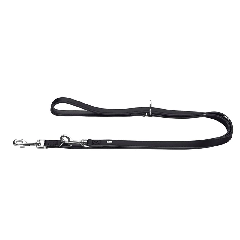 HUNTER Arizona UP Adjustable Lead, Colour: Black, Leather, 3-Way Adjustable, Especially Smooth, Suitable for Everyday Use and Sports, Handmade in Germany, Size: 13/200