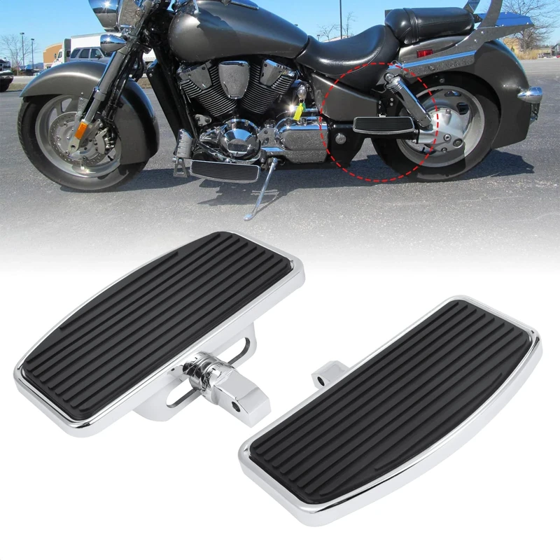 Adjustable Motorcycle Floorboards Rear Passenger For Yamaha XVS650 XVS1100 Honda VT400 VT600 Suzuki GZ125 VL400 Footboards Footrest Foot Pegs 360 Degrees Angle