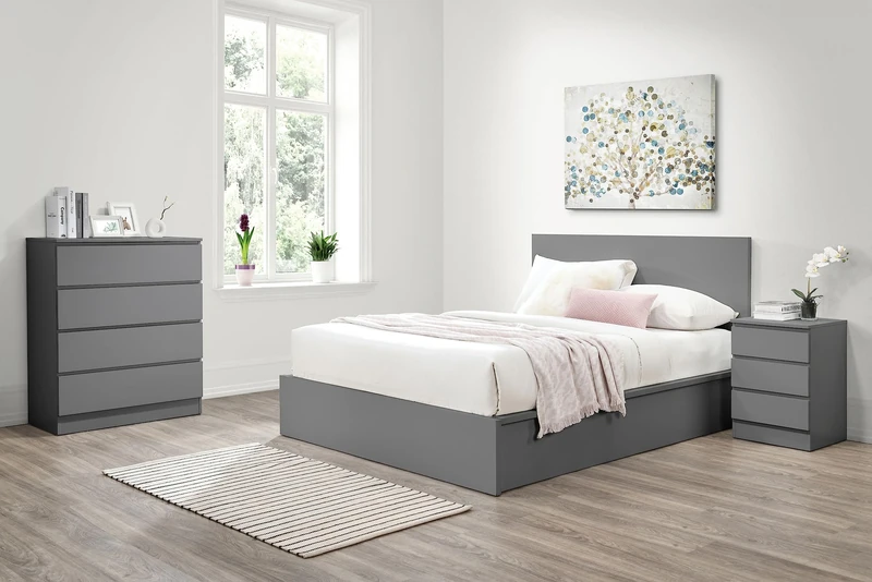 Birlea Oslo Grey King Size Ottoman Bed 5FT Bedstead Minimalist Design