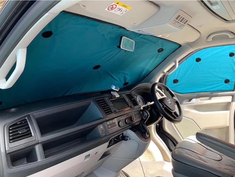 Covprotec Front Set Of Thermal Blinds, Compatible/Replacement For Citroen Dispatch (2017-Date) Backing Colour In Aqua