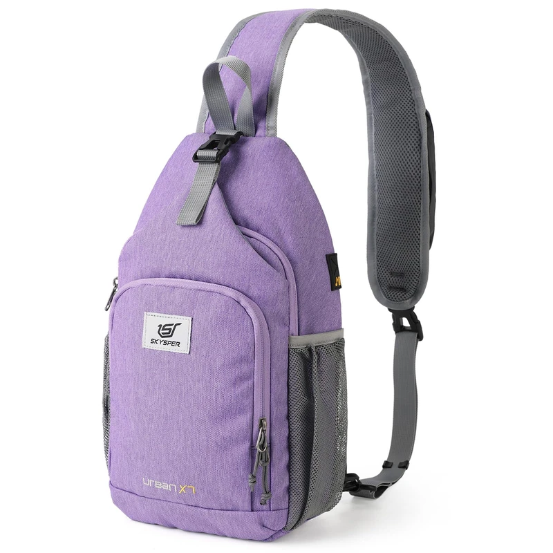 SKYSPER Sling Bag RFID Crossbody Sling Backpack Cross Body Shoulder Bag Travel Hiking Daypack for Women Men(Purple,Medium)