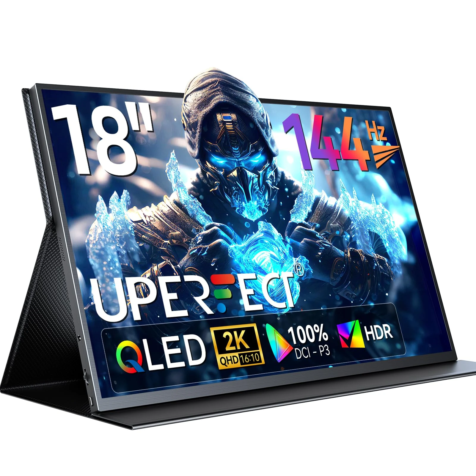UPERFECT QLED 144Hz Portable Monitor 18" 2K Gaming Monitor QHD 2560x1600 Screen |100% DCI-P3| Freesync| HDR| Matte Display with HDMI/Type-C, Travel Extra Screen for PC/Laptop/PS/Phone