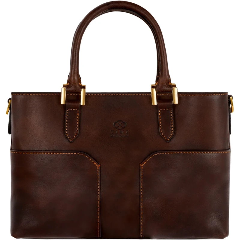 Time Resistance Full-Grain Leather Purse for Women - Leather Handbag - Top Handle Bag - Tote Bag