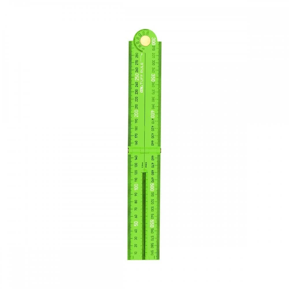 OX Pro Tuff Folding Rule Green, Carpenters Measuring Angle Finder ABS Plastic Ruler 600mm