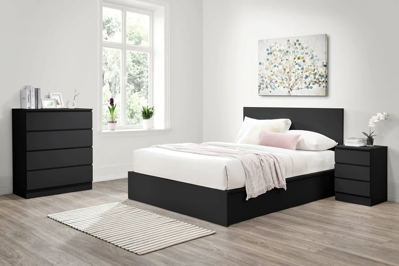 Birlea Oslo Black King Size Ottoman Bed 5FT Bedstead Minimalist Design