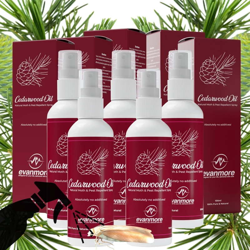 Cedarwood Oil Moth Repellent Repeller Spray Natural Safe Clothes Carpet Curtain Moths Insect pests 100ml Prevention Deterrent Wardrobe Cupboard Drawers Clothing Essential Oil Protection Effective (5)
