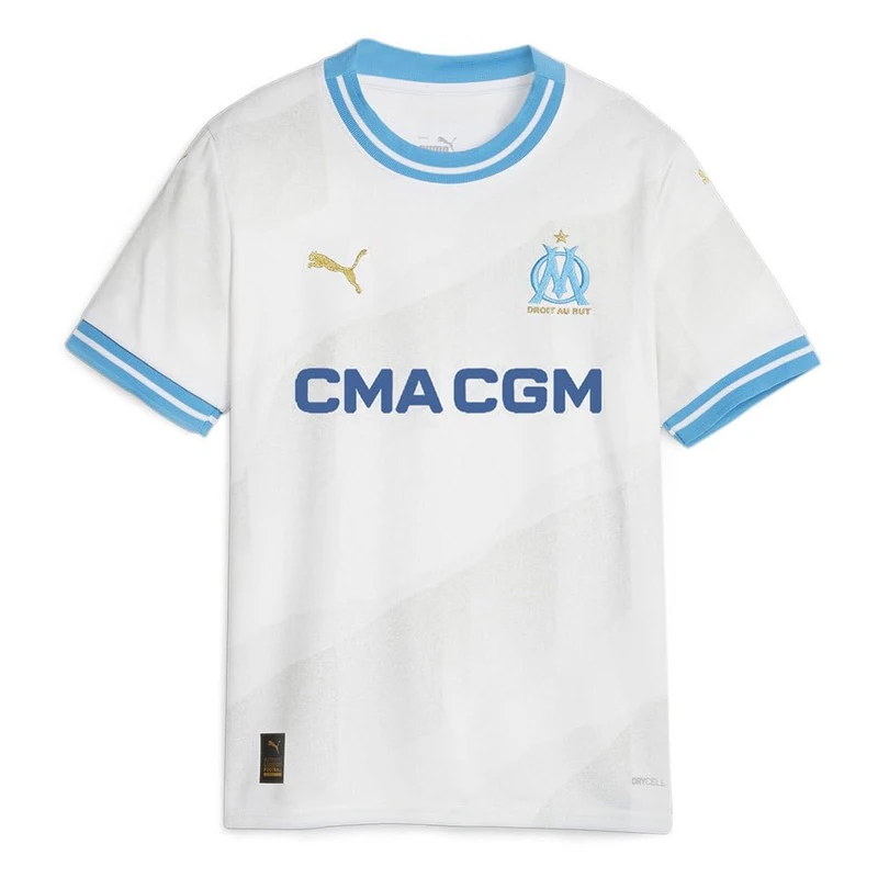 Olympique de Marseille Season 2023/2024 Official Home Jr Unisex Kids Puma T-Shirt 152 - Image 1