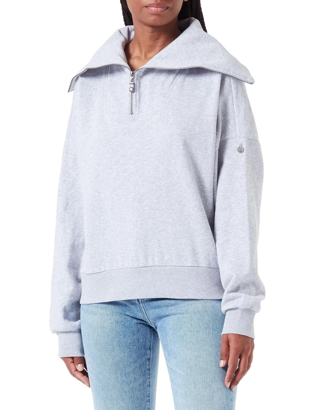 TILDEN Women's Oversize Troyer Sweater, Light Grey (Light Grey Blend), L