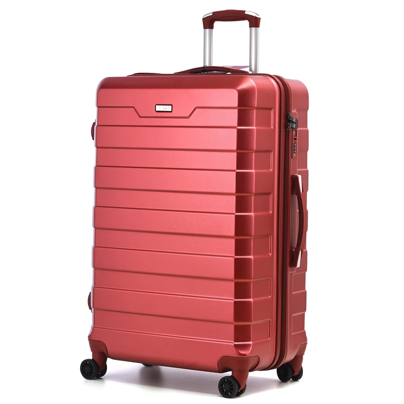 RMW Suitcase Large Medium Cabin Size | Hard Shell | Lightweight | 4 Dual Spinner Wheels | Trolley Luggage Suitcase | Hold Check in Luggage | TSA Combination Lock (Red Wine, Large 28")