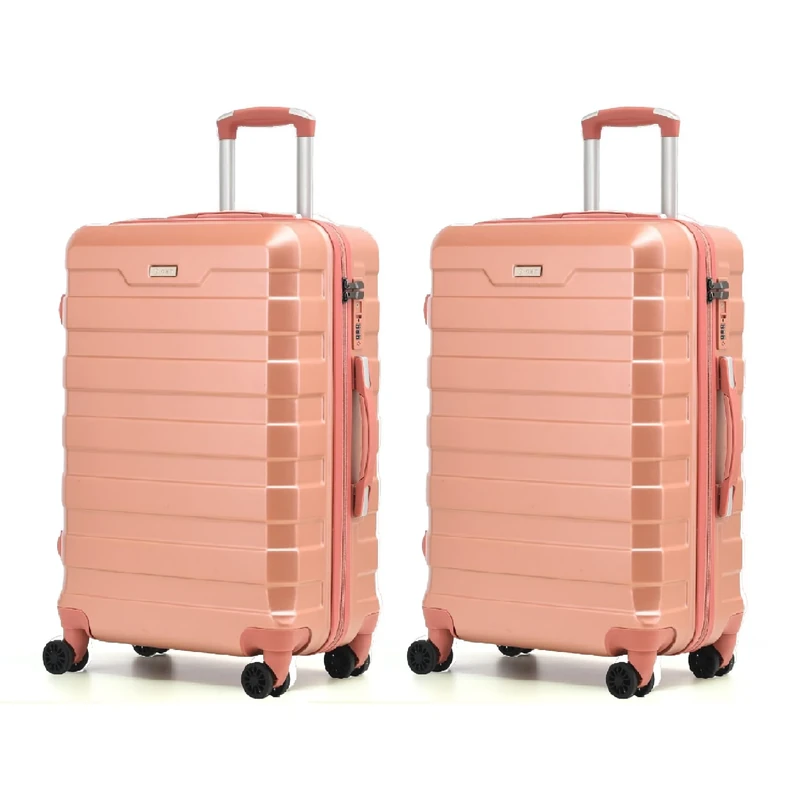 RMW Suitcase Large Medium Cabin Size | Hard Shell | Lightweight | 4 Dual Spinner Wheels | Trolley Luggage Suitcase | Hold Check in Luggage | TSA Combination Lock (Rose Gold, Cabin 20" X 2)