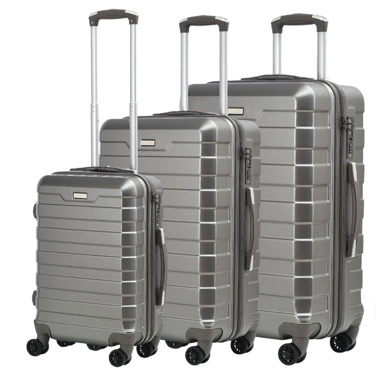 RMW Suitcase Large Medium Cabin Size | Hard Shell | Lightweight | 4 Dual Spinner Wheels | Trolley Luggage Suitcase | Hold Check in Luggage | TSA Combination Lock (Dark Grey, 3 Piece Full Set)