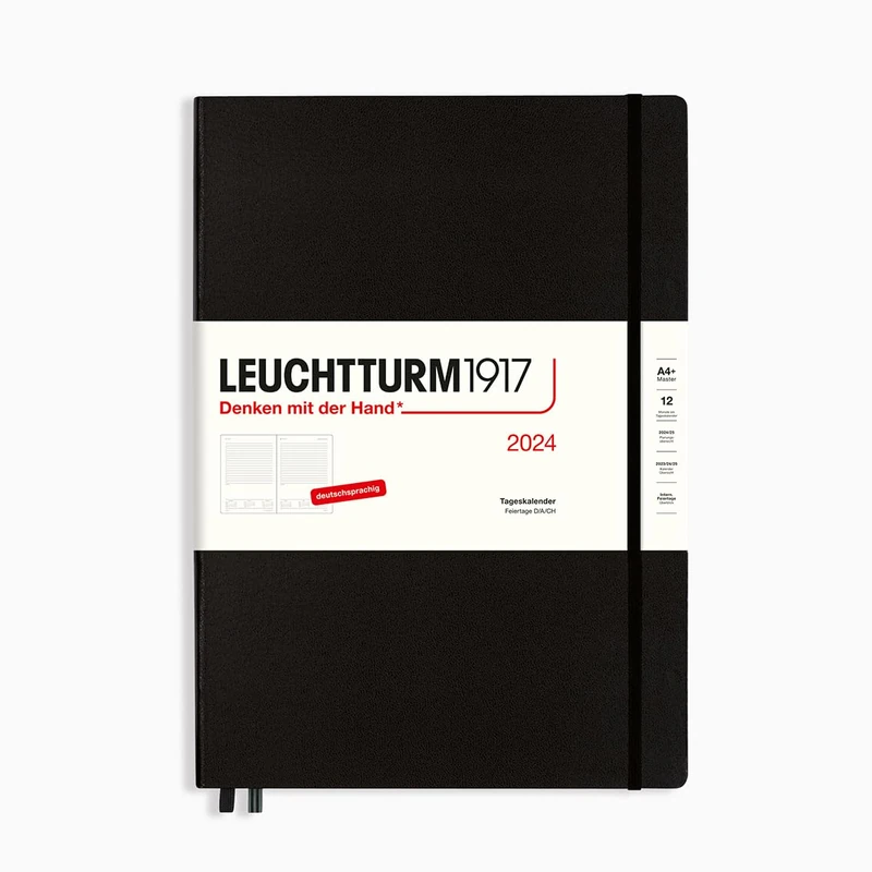 LEUCHTTURM1917 367584 Daily Calendar Master (A4+) 2024, Black, German, 12 Months