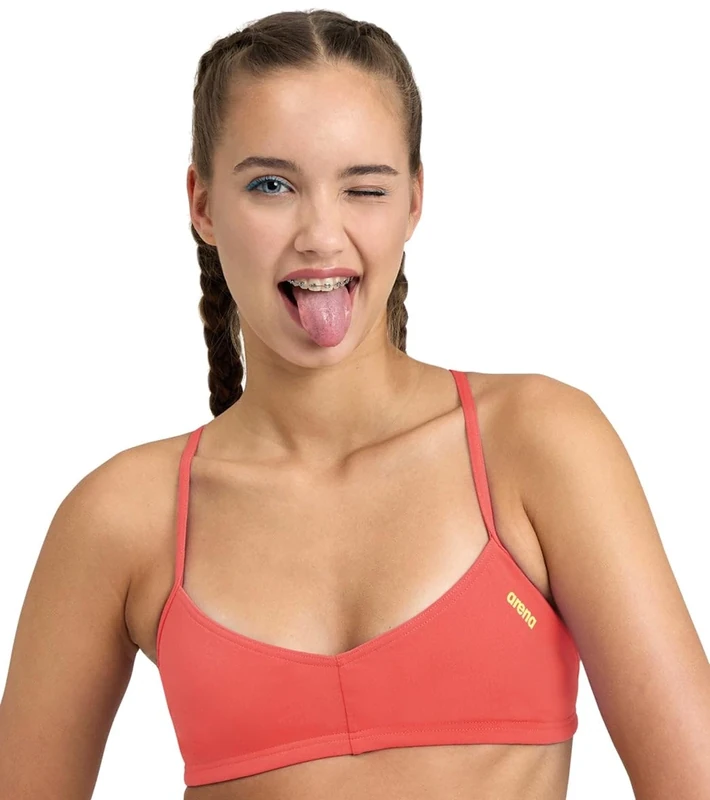 ARENA Women's Bandeau Live Bikini Set, Fluorescent red/Yellow Star, XS