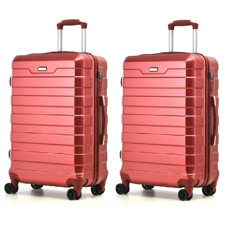RMW Suitcase Large Medium Cabin Size | Hard Shell | Lightweight | 4 Dual Spinner Wheels | Trolley Luggage Suitcase | Hold Check in Luggage | TSA Combination Lock (Red Wine, Cabin 20" X 2)