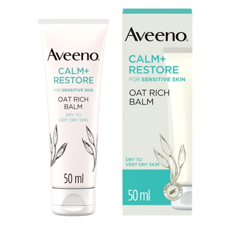 Aveeno Face Calm+Restore Rich Oat Moisturising Balm (1x 50ml), 24-Hour Hydration Face Moisturiser with Triple Oat Complex, (packaging may vary)