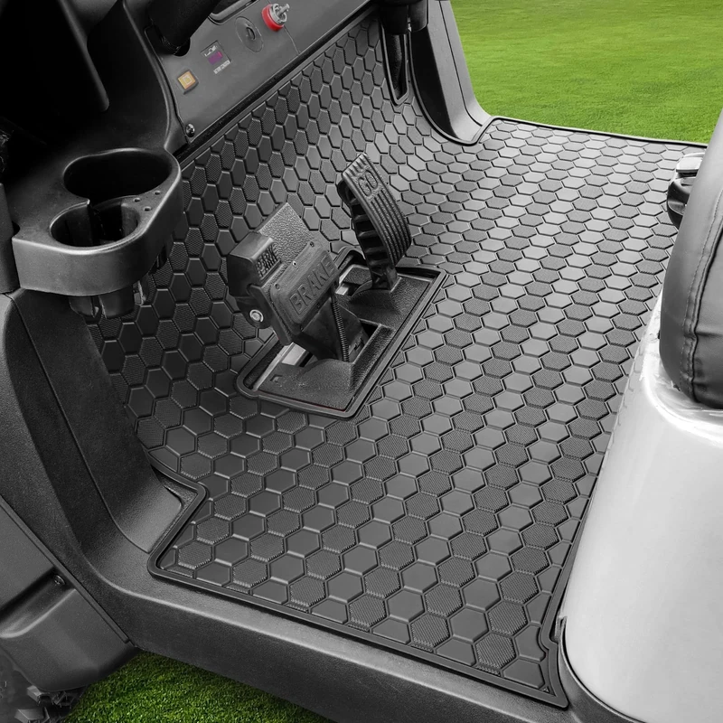 LEAPGOMAX Club Car Precedent Floor Mat, Full Coverage Golf Cart Floor Mat Replacement for Precedent (2004-2023)/Onward & Tempo (2017-2023)/Villager & V4L (2019-2023)-Black Trim