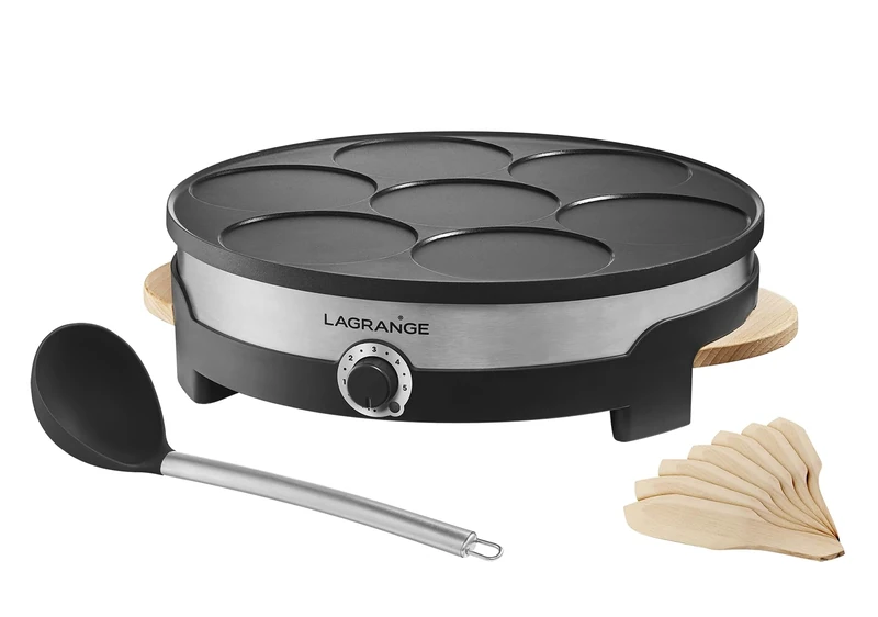 LAGRANGE 109015 Tradi' Multi Crepe Pan, Aluminium Wood, Black
