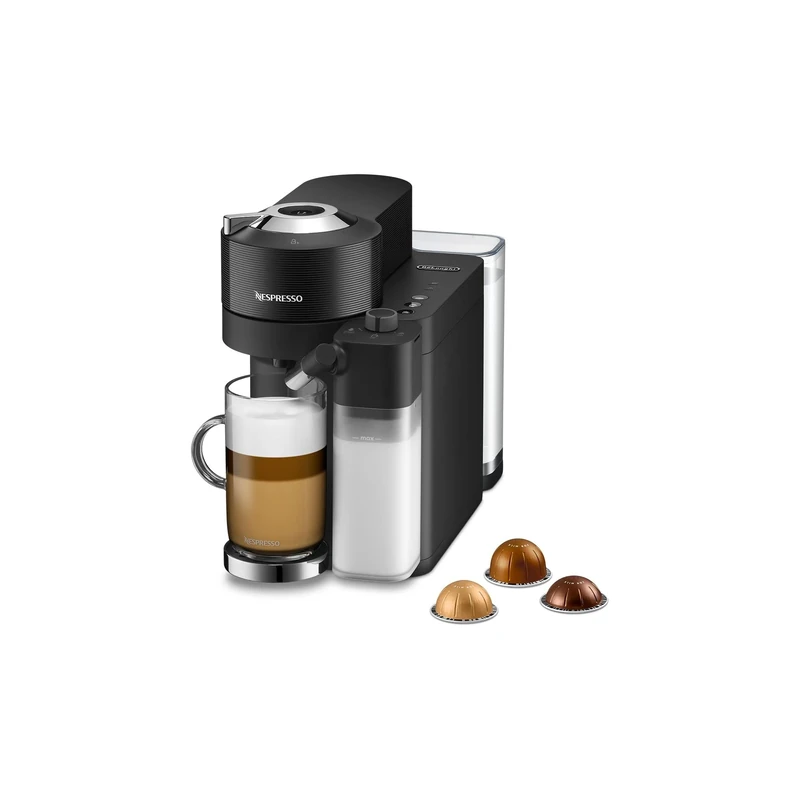 De'Longhi Nespresso Vertuo Lattissima Coffee Machine for Vertuo Coffee Pods, Latte, Cappuccino, Integrated Milk Frother, Starter Capsule Set Included, ENV300.B, Black