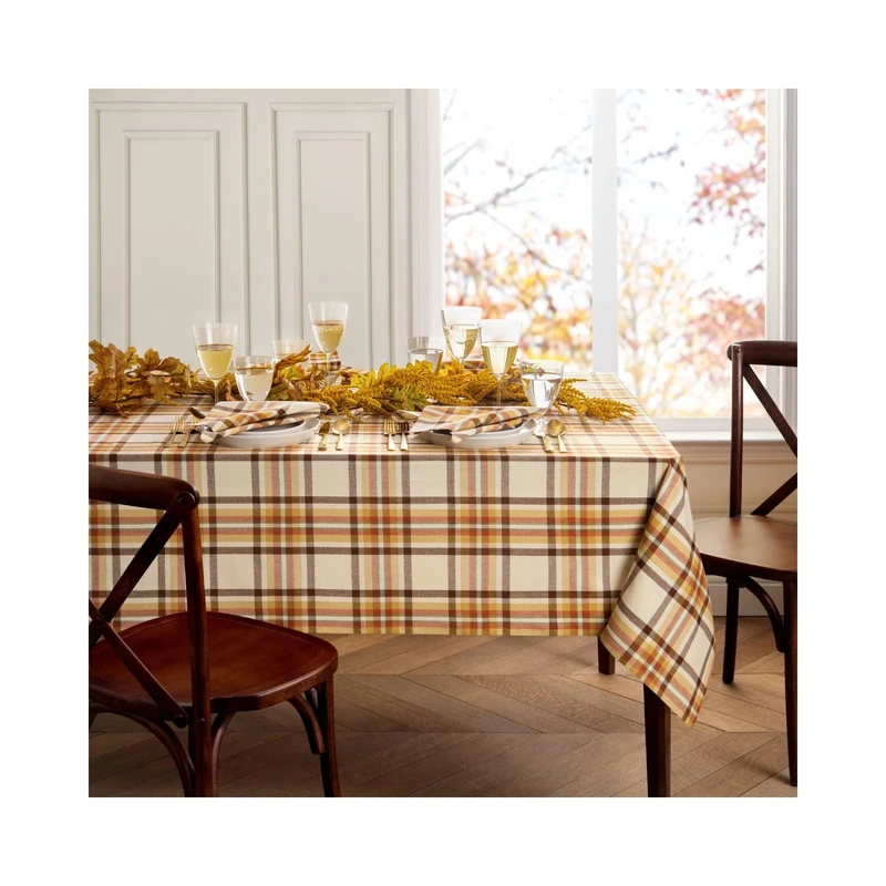 Elrene Home Fashions Russet Harvest Woven Plaid Tablecloth, 60"X120" Rectangle