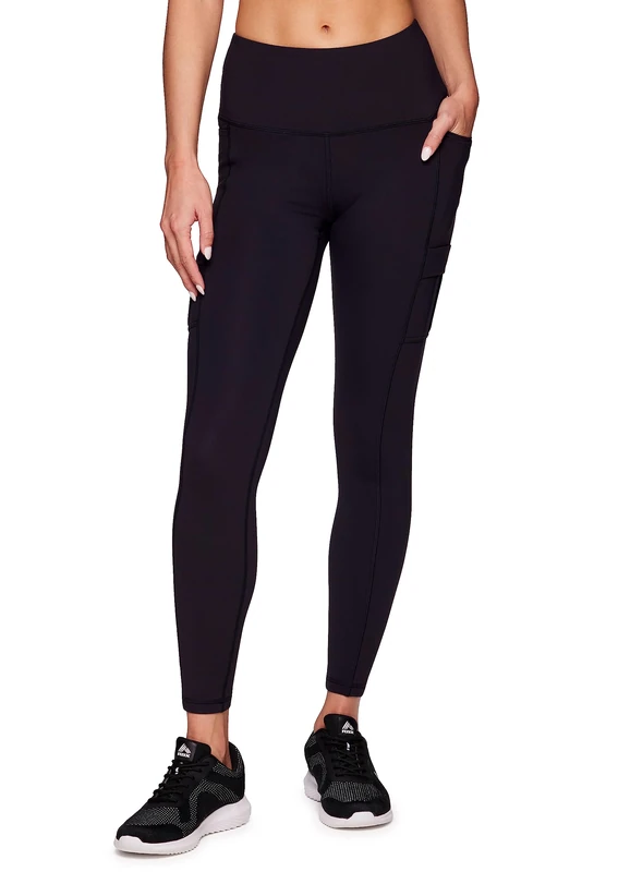 Avalanche Women's Outdoors Workout High Impact Full Length Cargo Pocket Legging, Tech Black, S