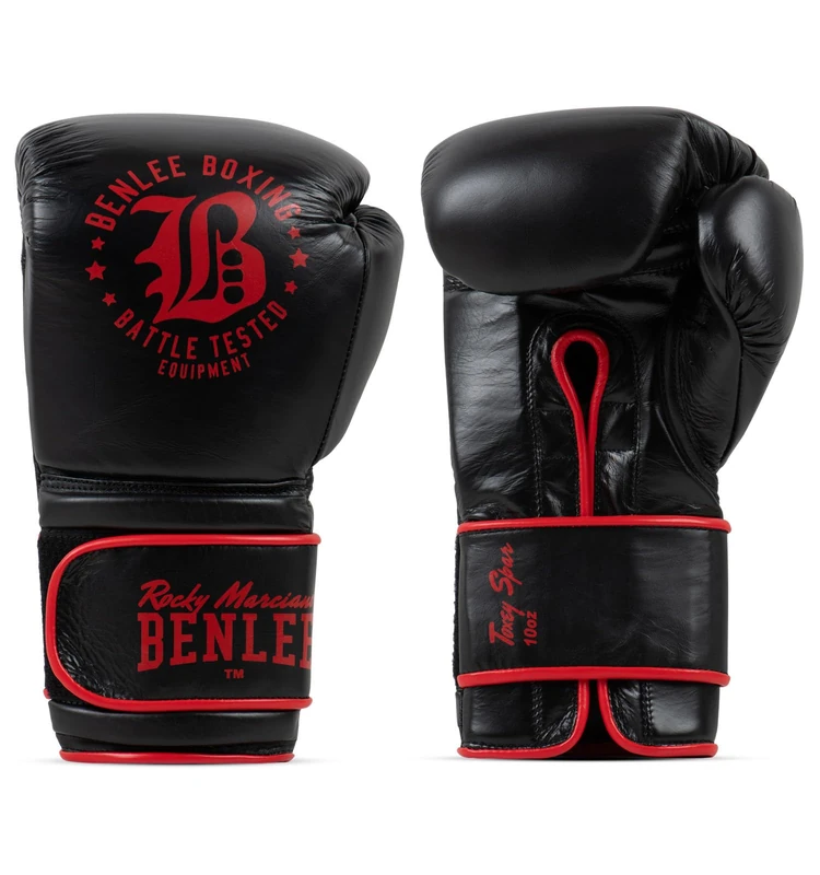 BENLEE TOXEY Sparring Boxing Gloves Leather Spar Black/Red 10 oz
