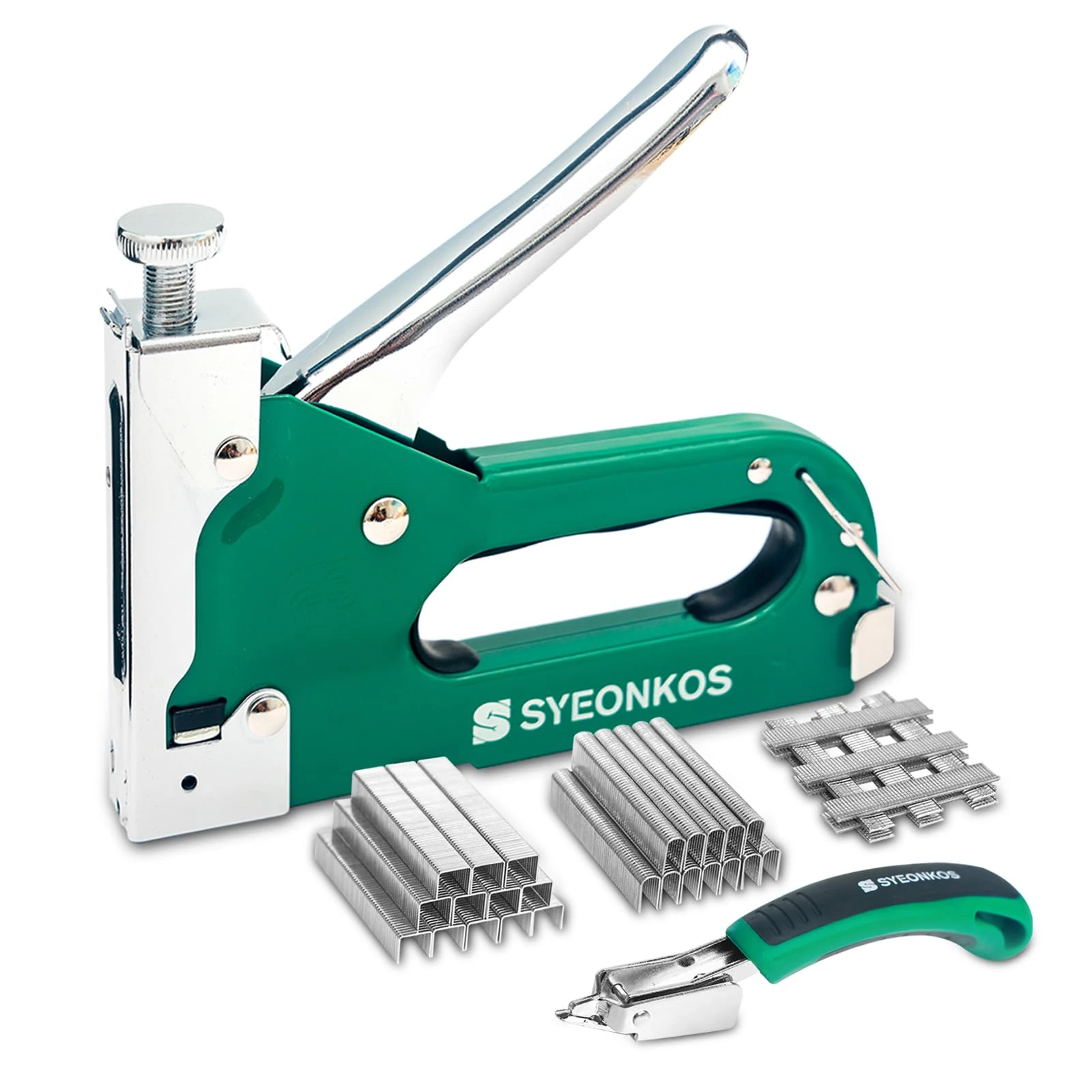 SYEONKOS Staple Gun, 3 in 1 Staple Gun Heavy Duty for Upholstery Wood, with 3000 Staples, Suitable for Interior Decoration Wood