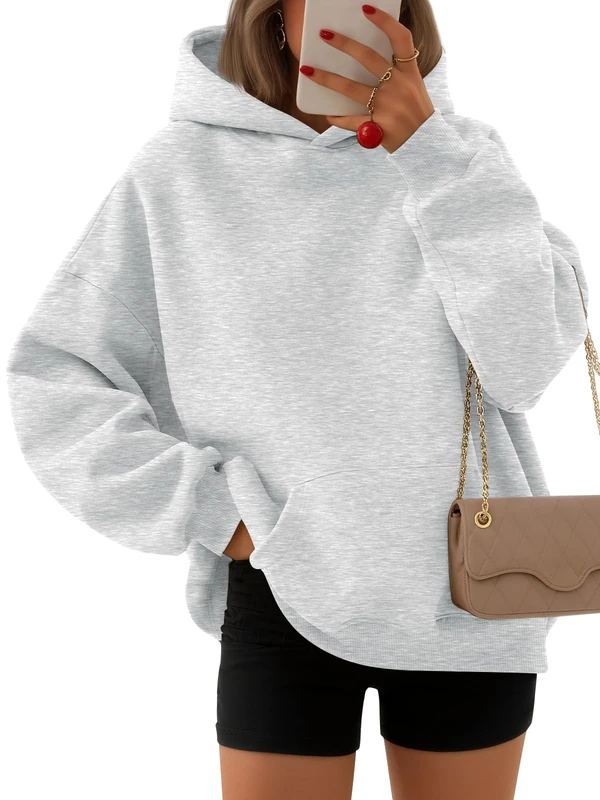 EFAN Womens Hoodies Oversized Sweatshirts Pullover Fleece Sweaters Long Sleeve With Pockets Winter Fall Outfits Y2k Clothes, Grey, Medium