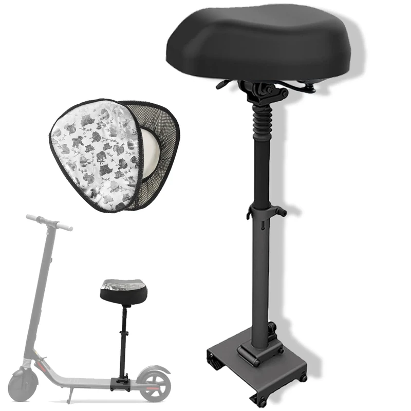GLDYTIMES Electric Scooter Seat Saddle with Waterproof Cushion Cover for Ninebot ES1 ES2 E22 ES4/Xiaomi M365 Pro 1S/Aovopro ES80, Adjustable Foldable Seat Comfortable Shock Absorbing Max Seat Saddle