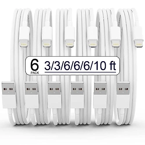 iPhone Charger Cable [MFi Certified] 6Pack(3/3/6/6/6/9 FT) Long Lightning Cable Fast Charging Cord High Speed Data Sync USB Cable Lead for iPhone 14 13 12 11 Pro Max XR XS Mini 8 7 6 5 Plus iPad