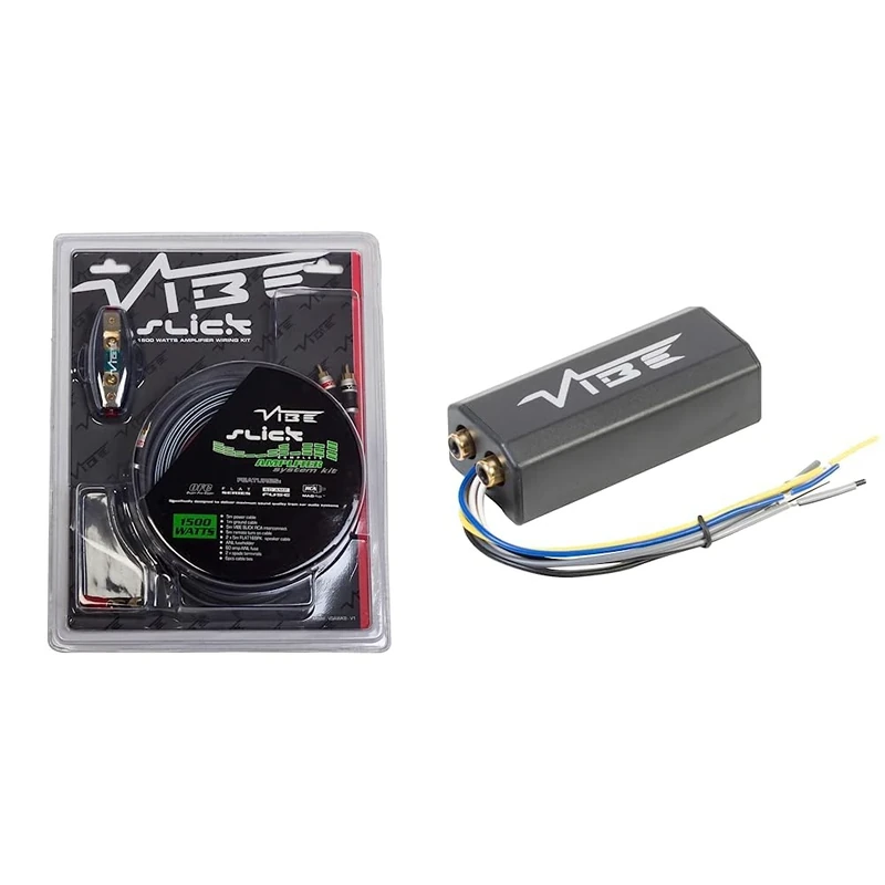 VIBE Audio Slick 1500 W System Car Wiring Kit & CLLOC-V7 Critical Link Line Level Converter, Black