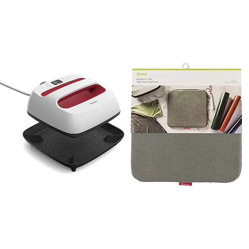 Cricut EasyPress 2 | 22.5cm x 22.5cm (9" x 9") Heat Plate | Heats up to 205°C (400°F) | Heat Press for Iron On Vinyl (HTV), Infusible Ink and Sublimation & EasyPress Mat, 30.5 cm x 30.5 cm, Grey
