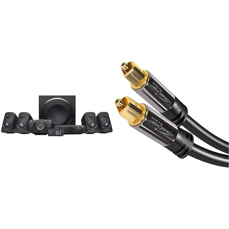 Logitech Z906 5.1 Surround Sound Speaker System, THX & Dolby Certified, 1000W Peak Power, TOSLINK Optical Cable - 3m