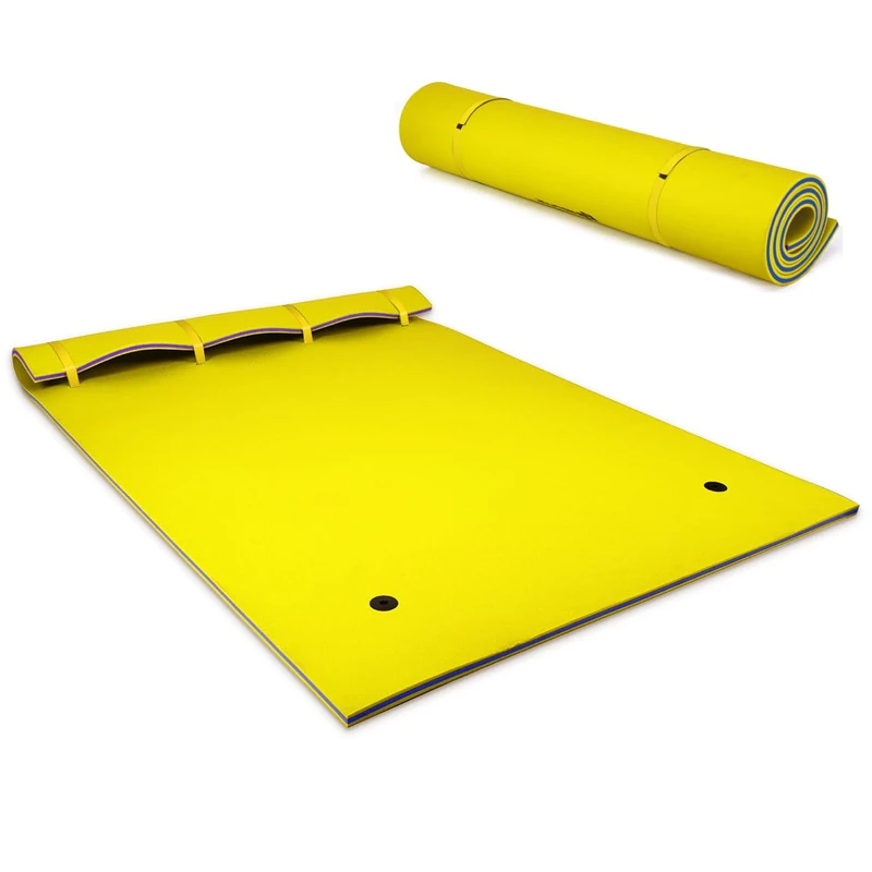 GYMAX Floating Water Mat, Water Lounger Swim Platform (Yellow)