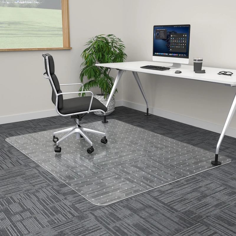 100pointONE Extra Large Office Chair Mat for Carpet, 46" x 60" Clear Desk Chair Mat for Low Pile Carpeted Floors- Easy Glide Plastic Floor Mat for Office Chair on Carpet