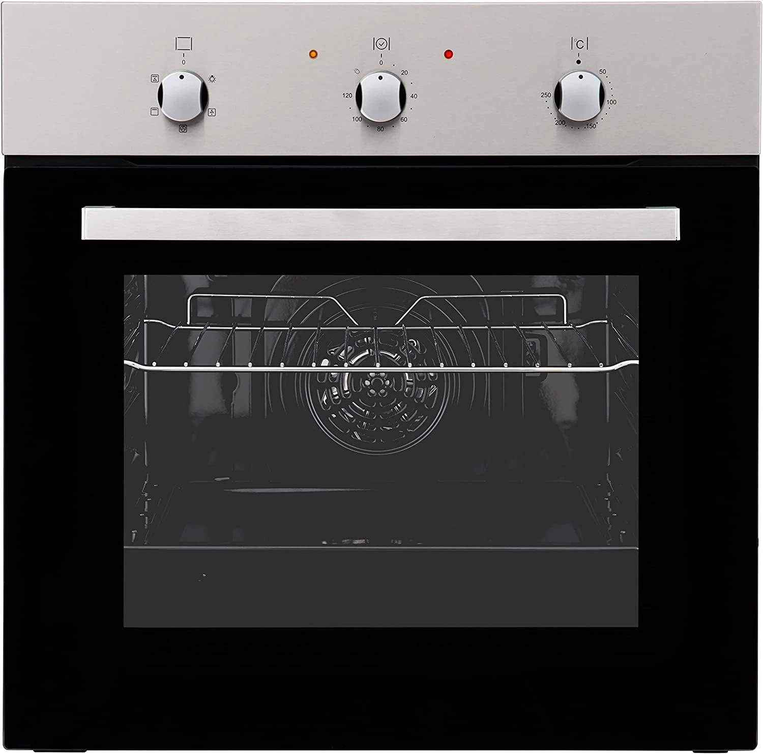Cookology 60cm Built In Electric Fan Oven A+ Energy Rating - Integrated Single Fan Oven with Mechanical Timer & Grill - in Stainless Steel