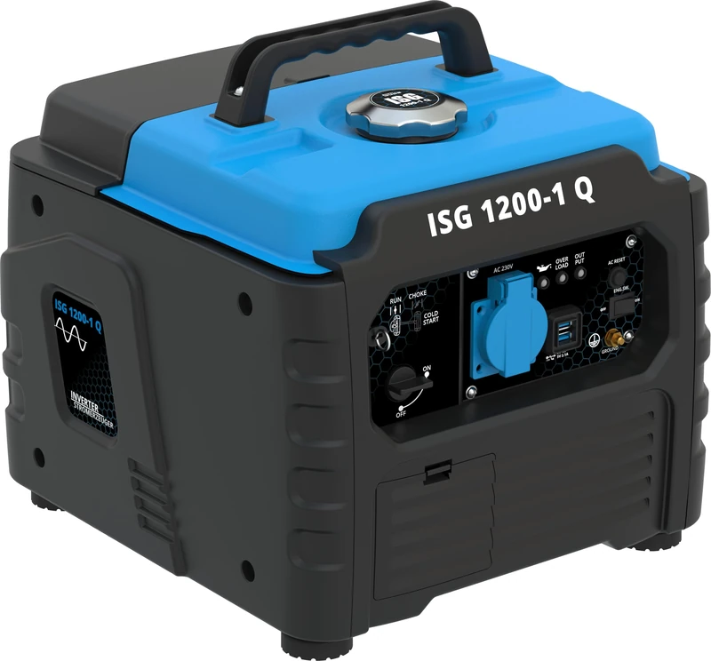 Güde Inverter power generator ISG 1200-1 Q (4-stroke engine, petrol, 1.3/1.76 (kW/PS), 1x 230 V, 2x USB, max. 1200 W, running time up to 6 hours, tank 3 l, overload protection, LED display,