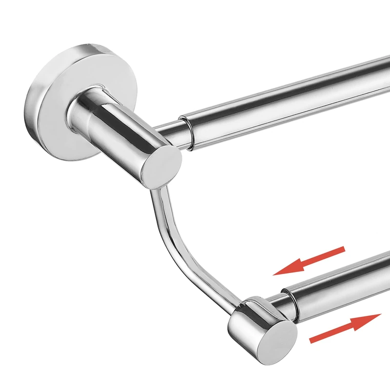BESy Adjustable 16.5-28.5 Inches Double Bath Towel Bar for Bathroom SUS304 Stainless Steel Towel Holder, Hotel Style Wall Mount with Screws Hand Towel Bar，Towel Rack Rod Hanger, Polished Chrome Finish