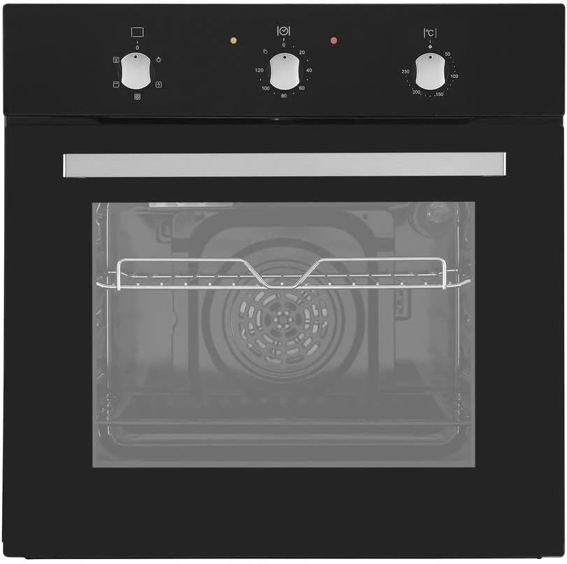 Cookology 60cm Built In Electric Fan Oven A+ Energy Rating - Integrated Single Fan Oven with Mechanical Timer & Grill in Black