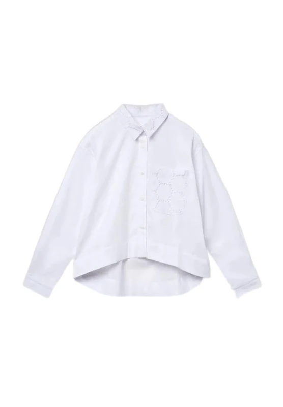 Replay girls' shirt, long sleeve, loose cut, white (White 001), 8 years