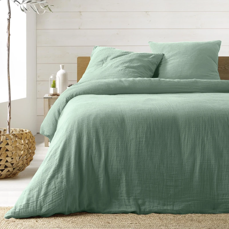 Douceur d'Intérieur, Angelia Sage 3-Piece Bedding Set (240 x 220 cm) Cotton Gauze
