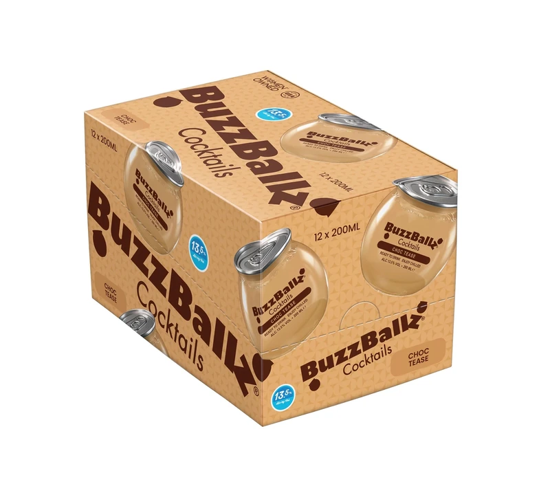 BuzzBallz Choc Tease Cocktails 12 Pack (13.5% ABV) Give In To Your Cravings With This Delicious Ready Made Canned Chocolate Cocktail | Pre-Mixed & Ready To Drink | Blend Of Chocolate & Premium Vodka