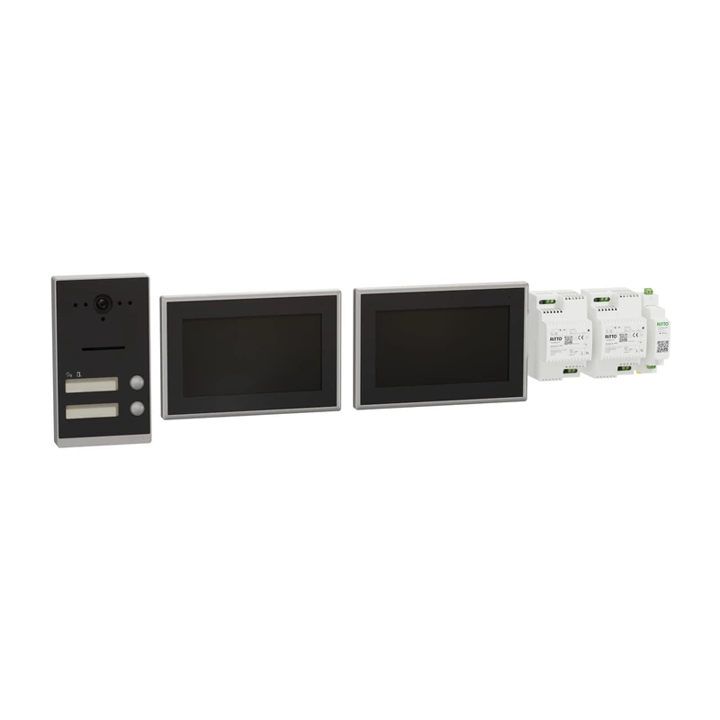 Schneider Electric Ritto Twinbus IP Video Set Door Intercom 7 Inch HD Monitor, 2 Wire Technology, 2 Families, App, Intercom, Surface-Mounted, Grey