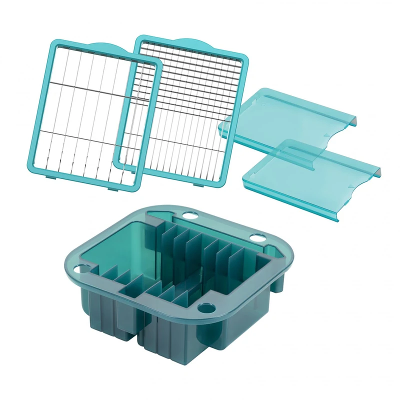Genius Nicer Dicer Chef Professional Vegetable Cutter Accessory Set 5 Pieces Vegetable Slicer Storage Insert Knife Inserts Protection for Knife Inserts Turquoise