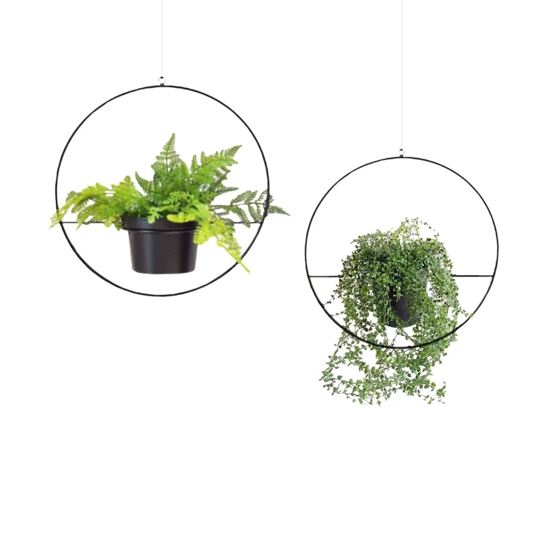 WELL HOME MOBILIARIO & DECORACIÓN Black Hoop Planter 30 x 30 x 30